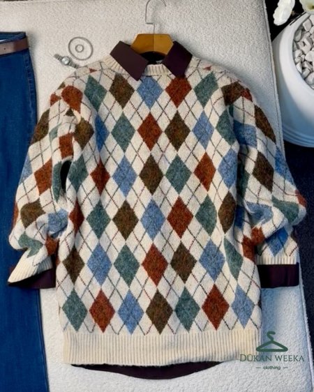 بلوز صوف ثقيل كاروهات